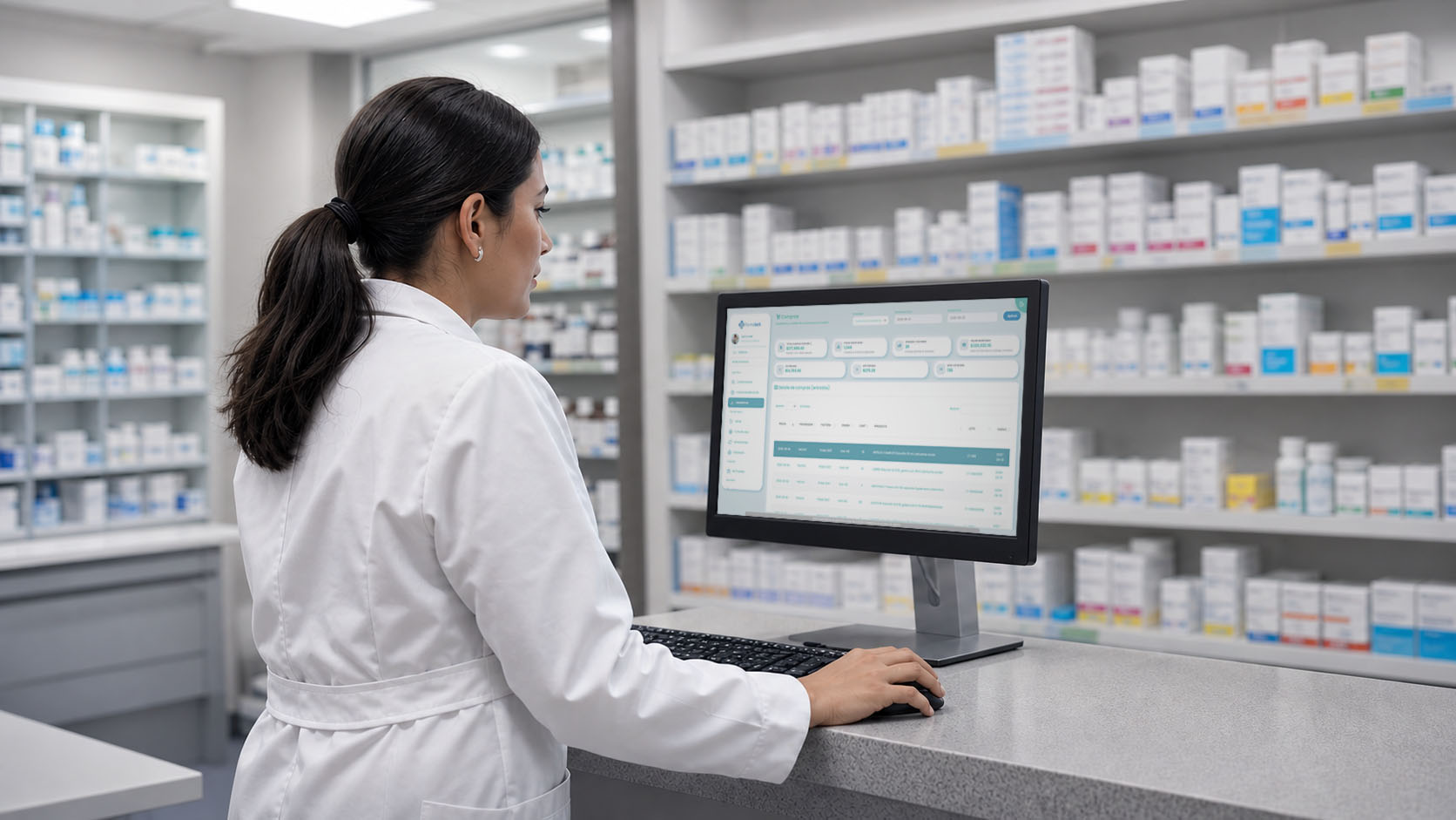 Representación del sistema de operación farmacéutica